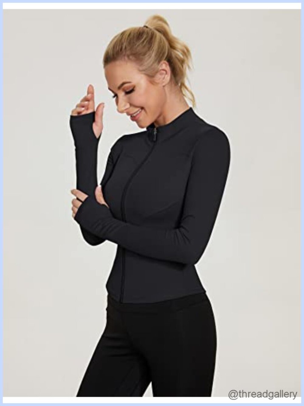 Women's Athletic Zip Up Yoga Jacket Lightweight Cropped Slim Fit Workout Coat